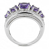 Alamode Rhodium Brass Ring with Synthetic in Amethyst - Alamode - Flyclothing LLC