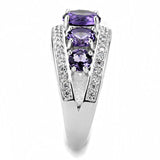 Alamode Rhodium Brass Ring with Synthetic in Amethyst - Alamode - Flyclothing LLC