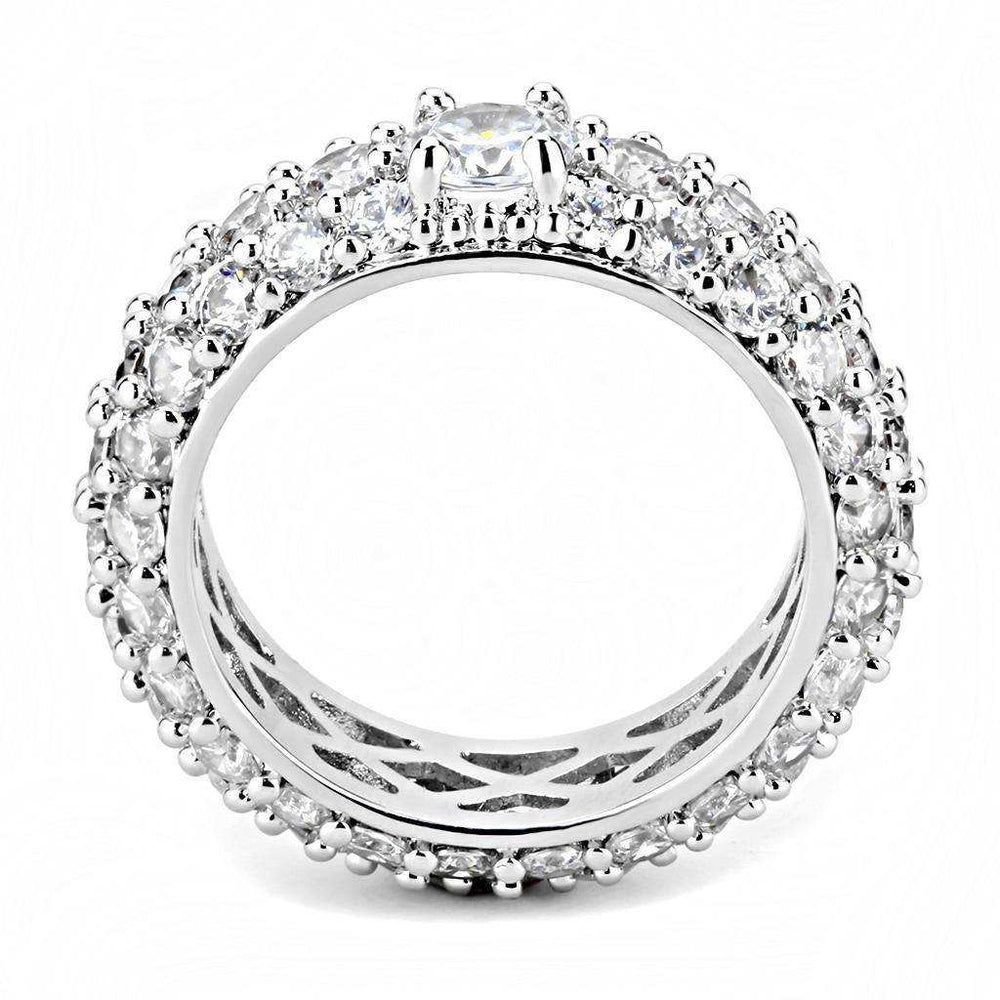 Alamode Rhodium Brass Ring with AAA Grade CZ in Clear - Alamode - Flyclothing LLC