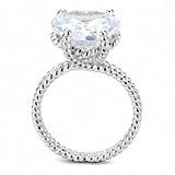 Alamode Rhodium Brass Ring with AAA Grade CZ in Clear - Alamode - Flyclothing LLC