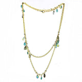 Alamode Gold Brass Necklace with Synthetic Jade in Emerald - Alamode - Flyclothing LLC