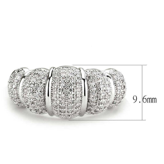 Alamode Rhodium Brass Ring with AAA Grade CZ in Clear - Alamode - Flyclothing LLC