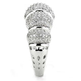 Alamode Rhodium Brass Ring with AAA Grade CZ in Clear - Alamode - Flyclothing LLC