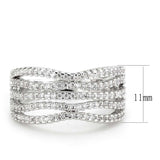 Alamode Rhodium Brass Ring with AAA Grade CZ in Clear - Alamode - Flyclothing LLC