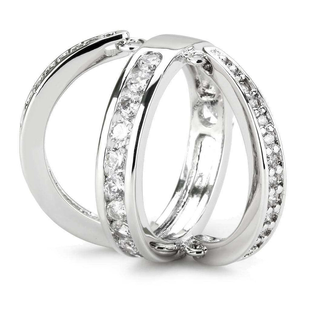 Alamode Rhodium Brass Ring with AAA Grade CZ in Clear - Alamode - Flyclothing LLC