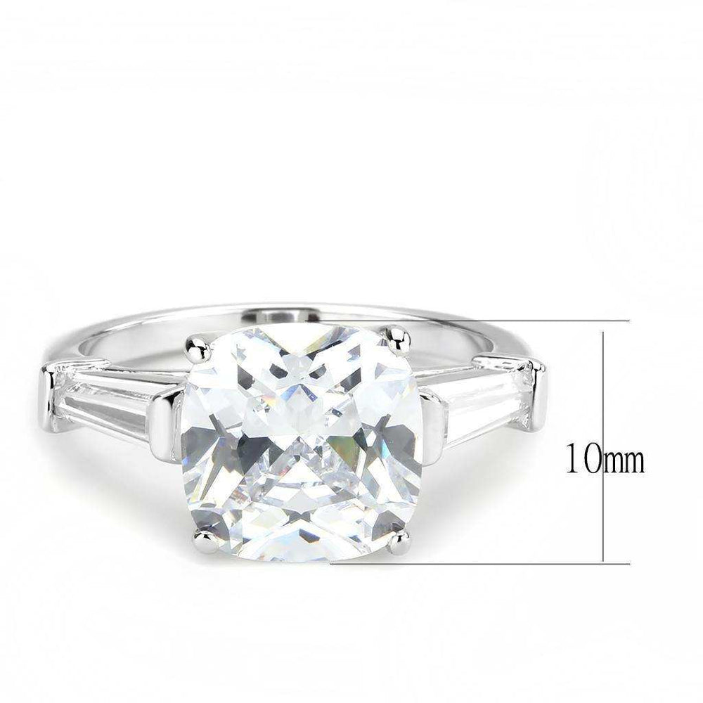 Alamode Rhodium Brass Ring with AAA Grade CZ in Clear - Alamode - Flyclothing LLC