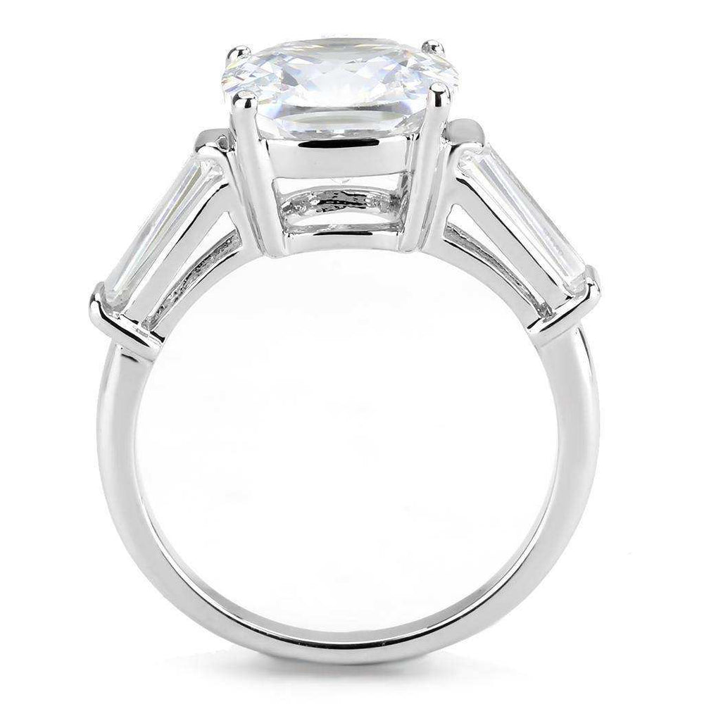 Alamode Rhodium Brass Ring with AAA Grade CZ in Clear - Alamode - Flyclothing LLC
