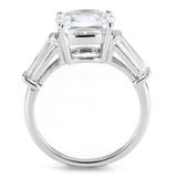 Alamode Rhodium Brass Ring with AAA Grade CZ in Clear - Alamode - Flyclothing LLC