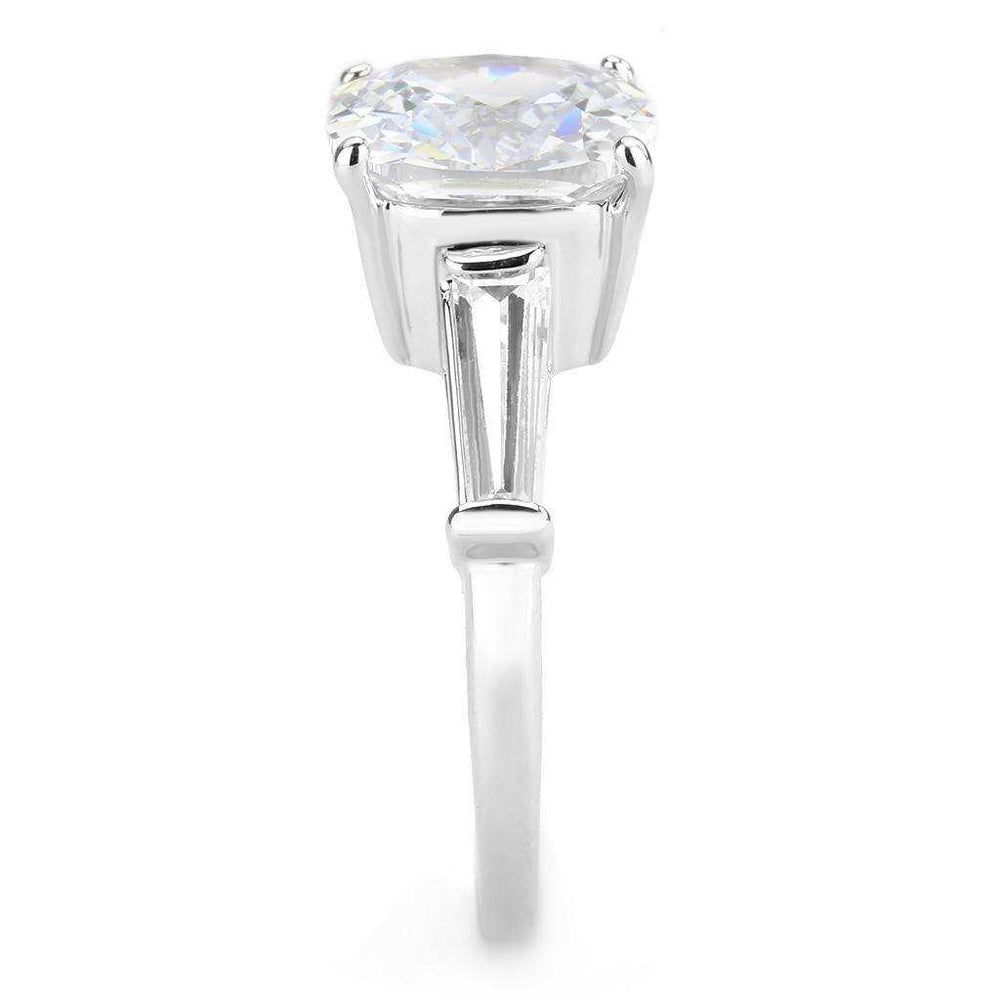 Alamode Rhodium Brass Ring with AAA Grade CZ in Clear - Alamode - Flyclothing LLC
