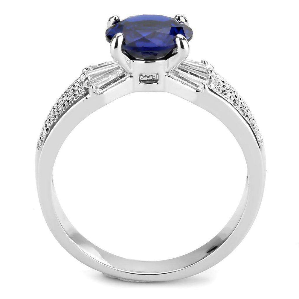Alamode Rhodium Brass Ring with Synthetic Spinel in London Blue - Alamode - Flyclothing LLC
