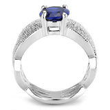Alamode Rhodium Brass Ring with Synthetic Spinel in London Blue - Alamode - Flyclothing LLC