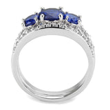 Alamode Rhodium Brass Ring with Synthetic Spinel in London Blue - Alamode - Flyclothing LLC