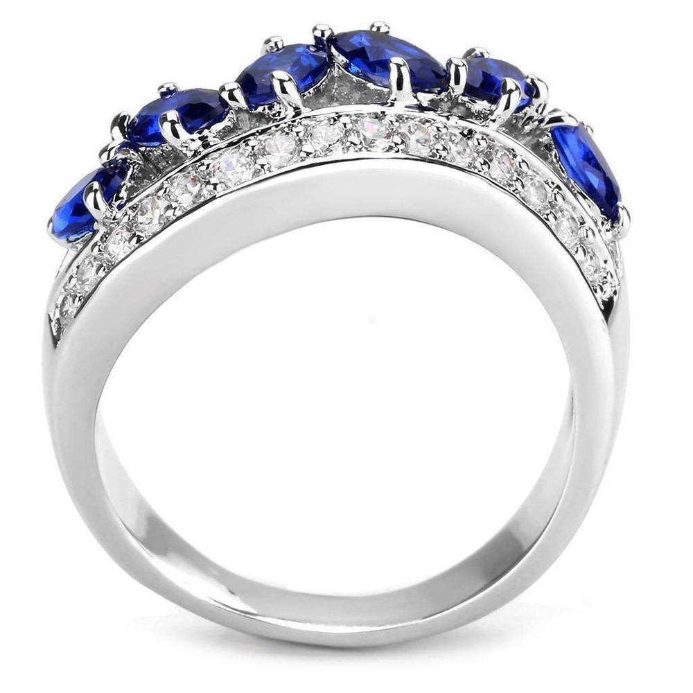 Alamode Rhodium Brass Ring with Synthetic Spinel in London Blue - Alamode - Flyclothing LLC