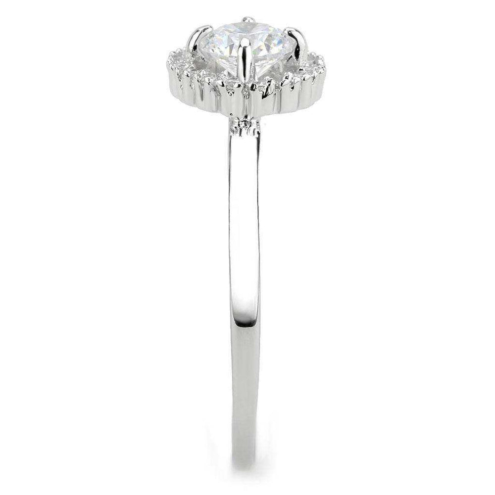 Alamode Rhodium Brass Ring with AAA Grade CZ in Clear - Alamode - Flyclothing LLC