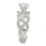 Alamode Rhodium Brass Ring with AAA Grade CZ in Clear - Alamode - Flyclothing LLC