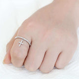 Alamode Rhodium Brass Ring with AAA Grade CZ in Clear - Alamode - Flyclothing LLC