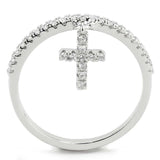 Alamode Rhodium Brass Ring with AAA Grade CZ in Clear - Alamode - Flyclothing LLC