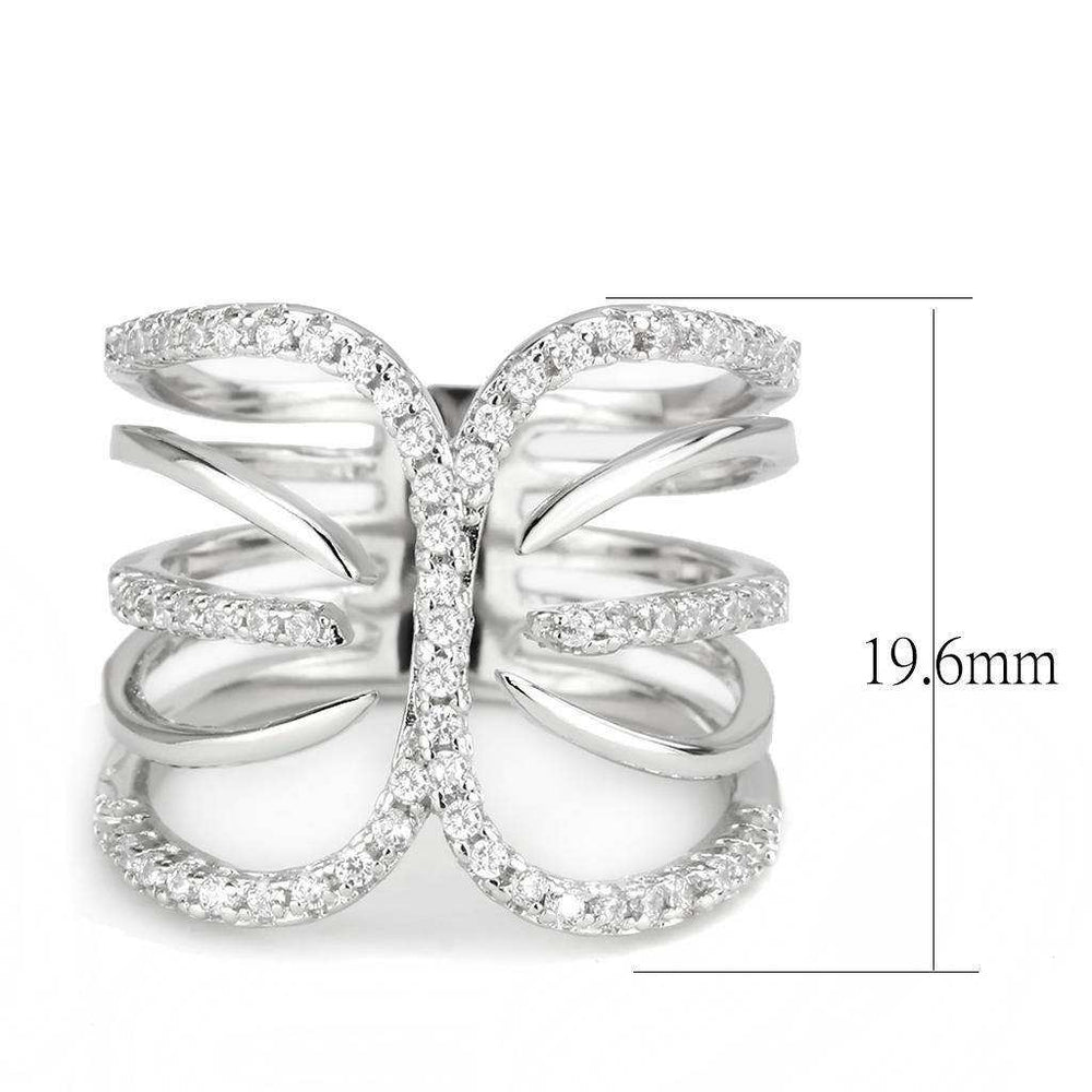 Alamode Rhodium Brass Ring with AAA Grade CZ in Clear - Alamode - Flyclothing LLC