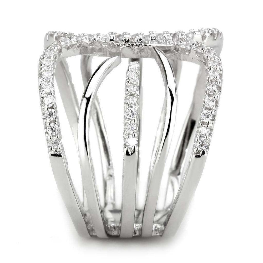 Alamode Rhodium Brass Ring with AAA Grade CZ in Clear - Alamode - Flyclothing LLC