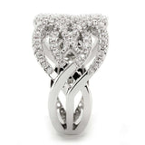 Alamode Rhodium Brass Ring with AAA Grade CZ in Clear - Alamode - Flyclothing LLC