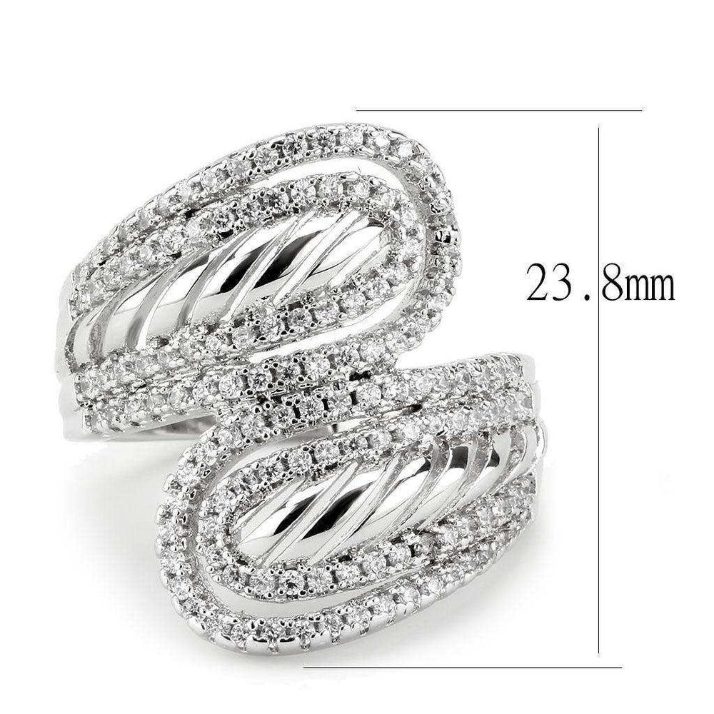 Alamode Rhodium Brass Ring with AAA Grade CZ in Clear - Alamode - Flyclothing LLC