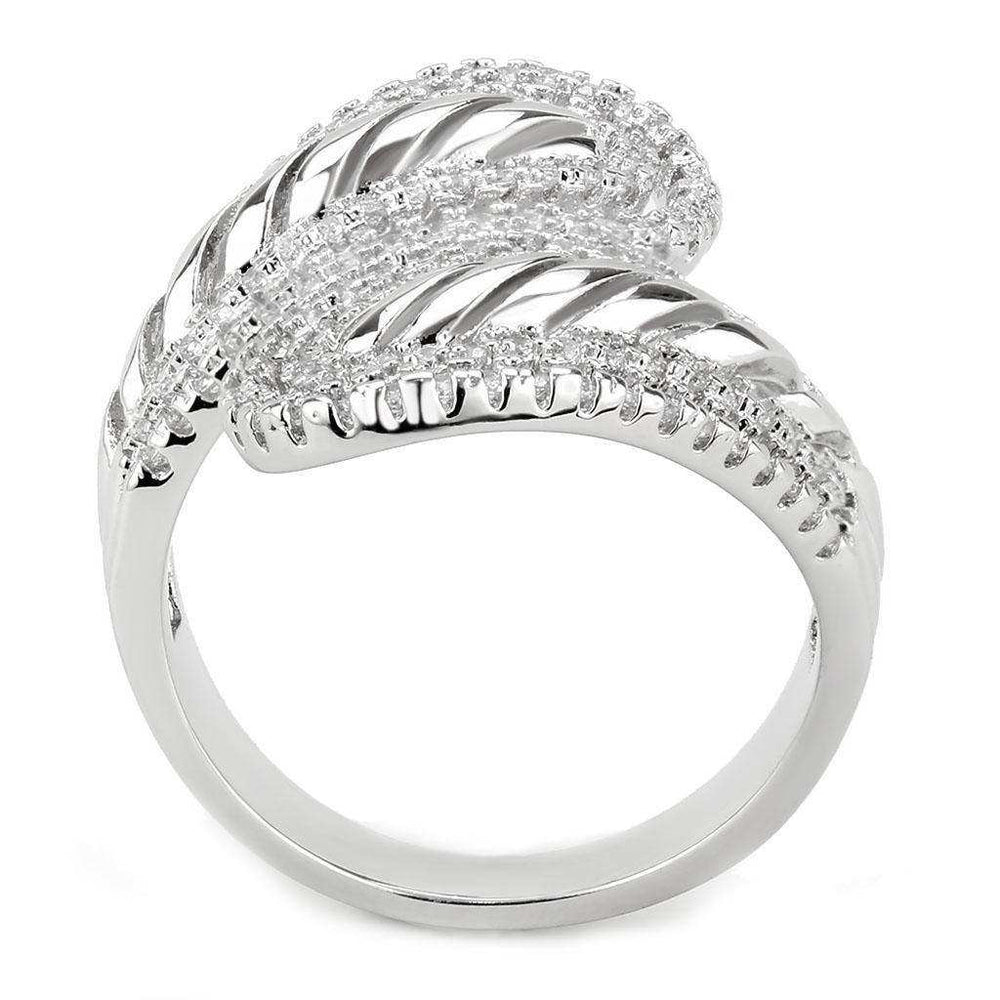 Alamode Rhodium Brass Ring with AAA Grade CZ in Clear - Alamode - Flyclothing LLC