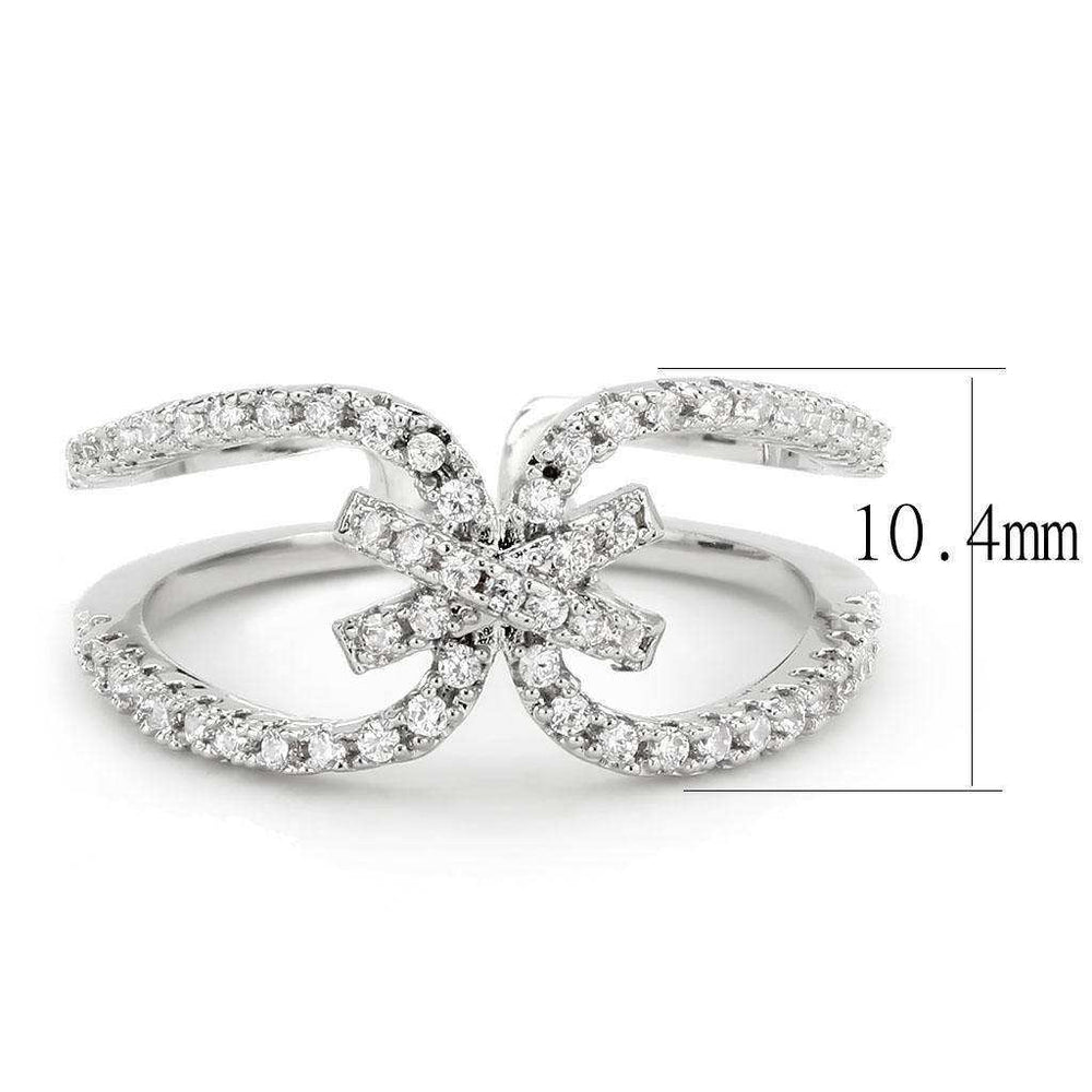 Alamode Rhodium Brass Ring with AAA Grade CZ in Clear - Alamode - Flyclothing LLC