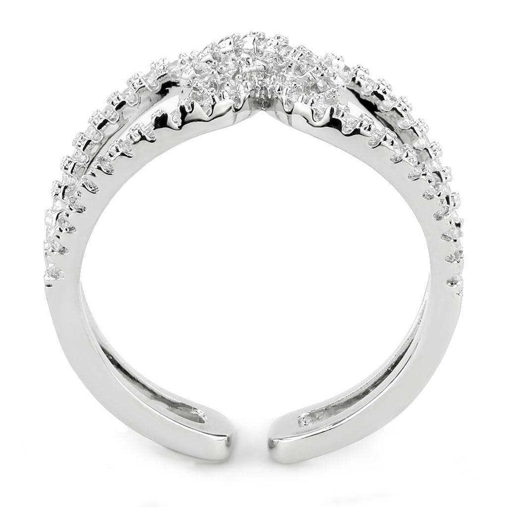 Alamode Rhodium Brass Ring with AAA Grade CZ in Clear - Alamode - Flyclothing LLC