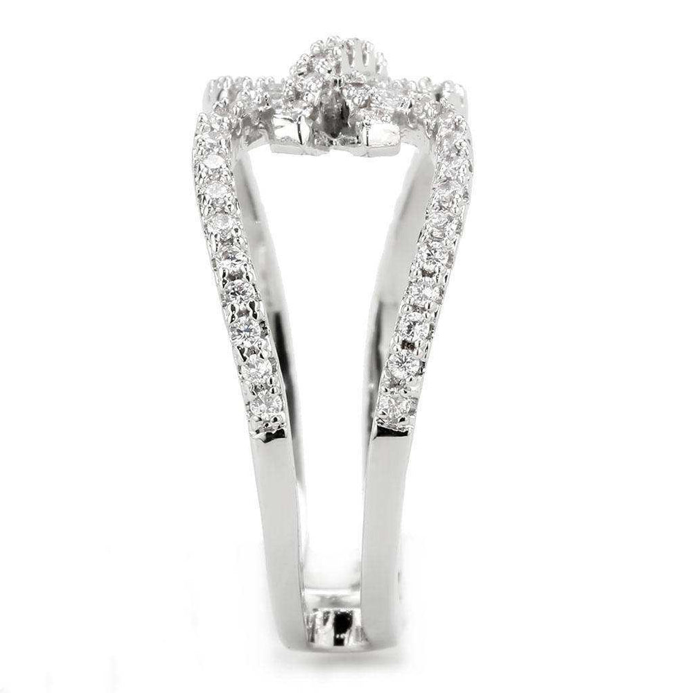 Alamode Rhodium Brass Ring with AAA Grade CZ in Clear - Alamode - Flyclothing LLC