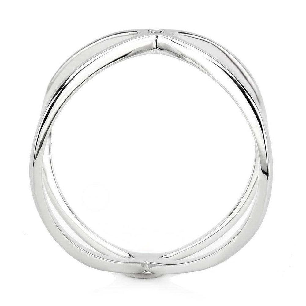 Alamode Rhodium Brass Ring with AAA Grade CZ in Clear - Alamode - Flyclothing LLC