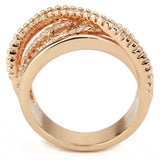 Alamode Rose Gold Brass Ring with AAA Grade CZ in Clear - Alamode - Flyclothing LLC