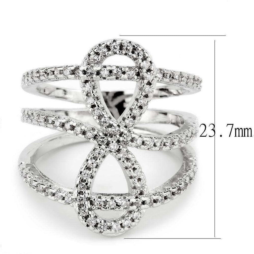 Alamode Rhodium Brass Ring with AAA Grade CZ in Clear - Alamode - Flyclothing LLC