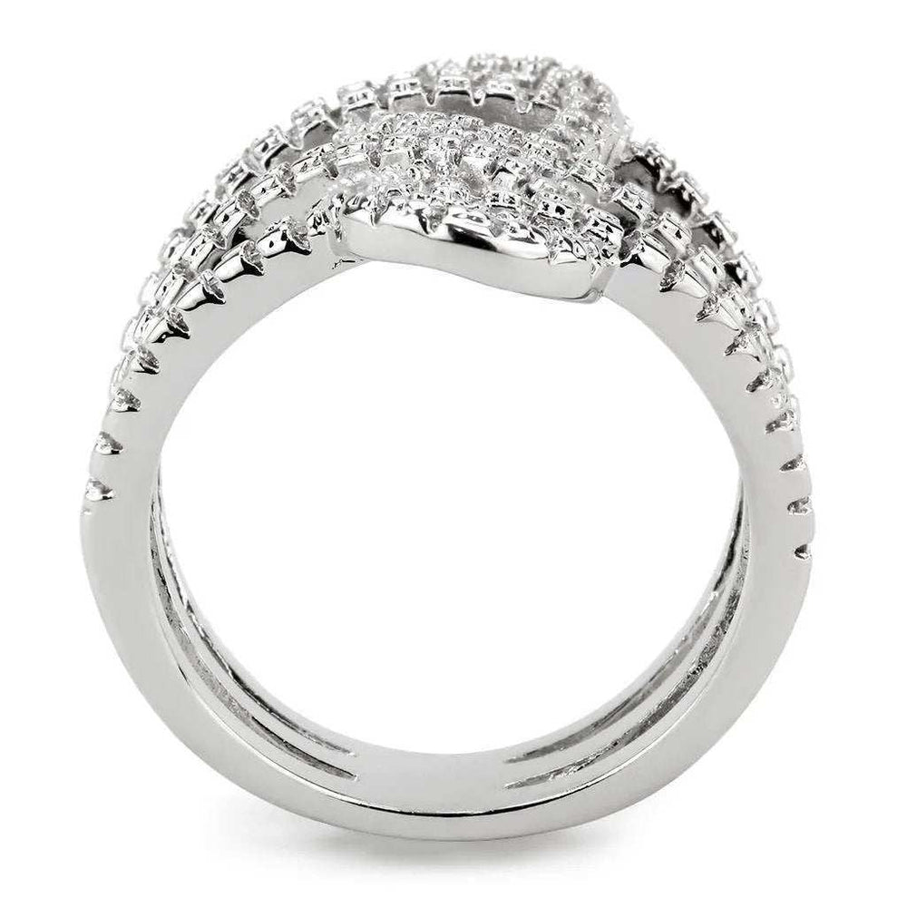 Alamode Rhodium Brass Ring with AAA Grade CZ in Clear - Alamode - Flyclothing LLC