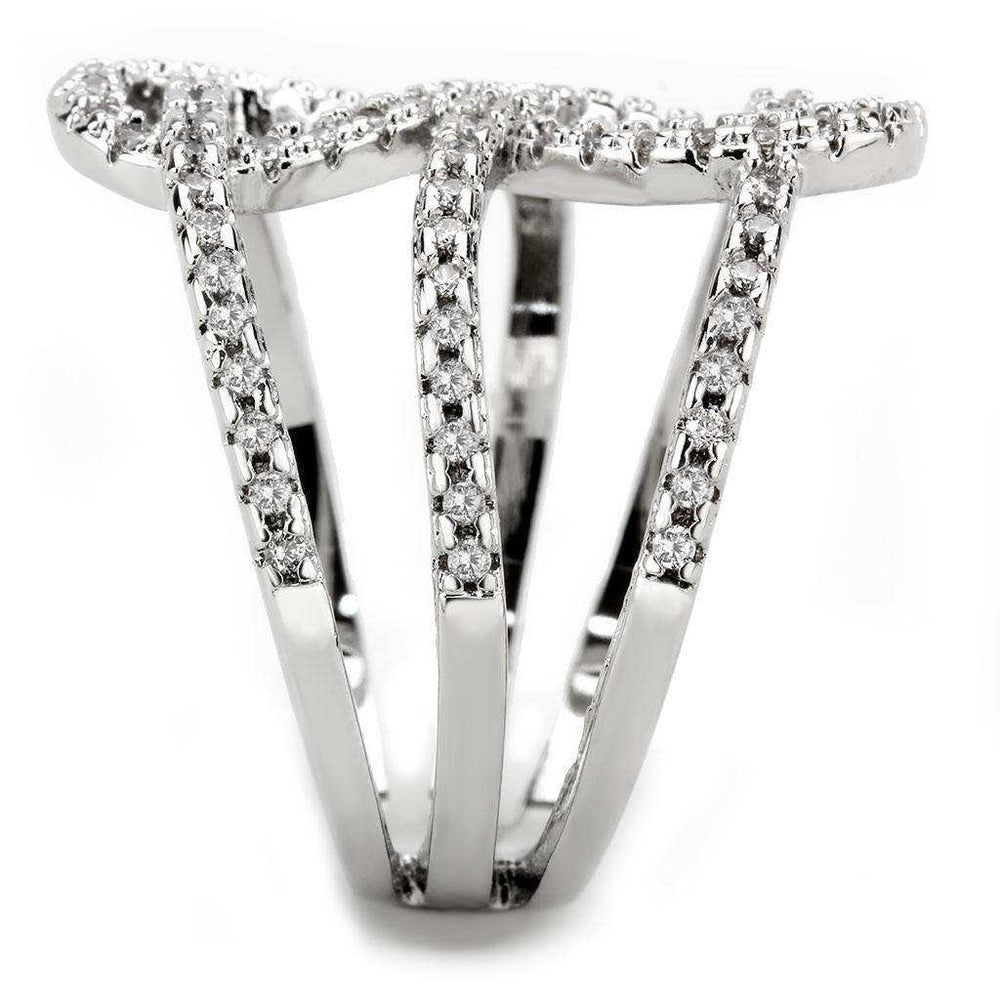 Alamode Rhodium Brass Ring with AAA Grade CZ in Clear - Alamode - Flyclothing LLC