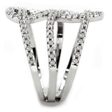Alamode Rhodium Brass Ring with AAA Grade CZ in Clear - Alamode - Flyclothing LLC
