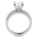 Alamode Rhodium Brass Ring with AAA Grade CZ in Clear - Alamode - Flyclothing LLC