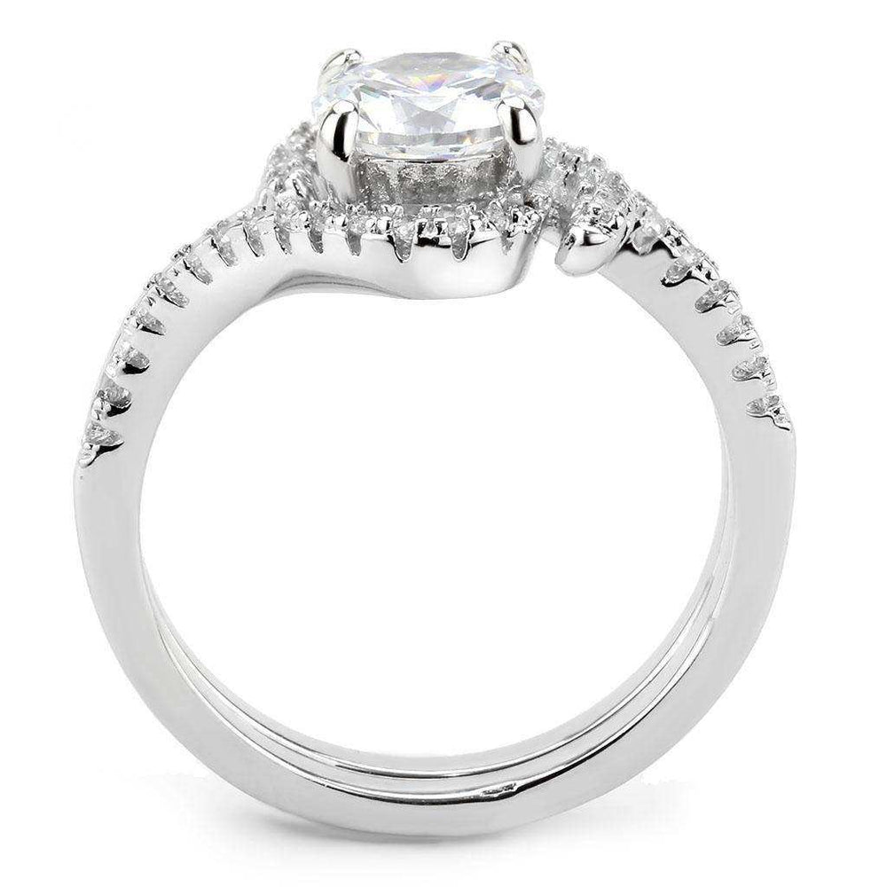 Alamode Rhodium Brass Ring with AAA Grade CZ in Clear - Alamode - Flyclothing LLC