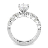 Alamode Rhodium Brass Ring with AAA Grade CZ in Clear - Alamode - Flyclothing LLC