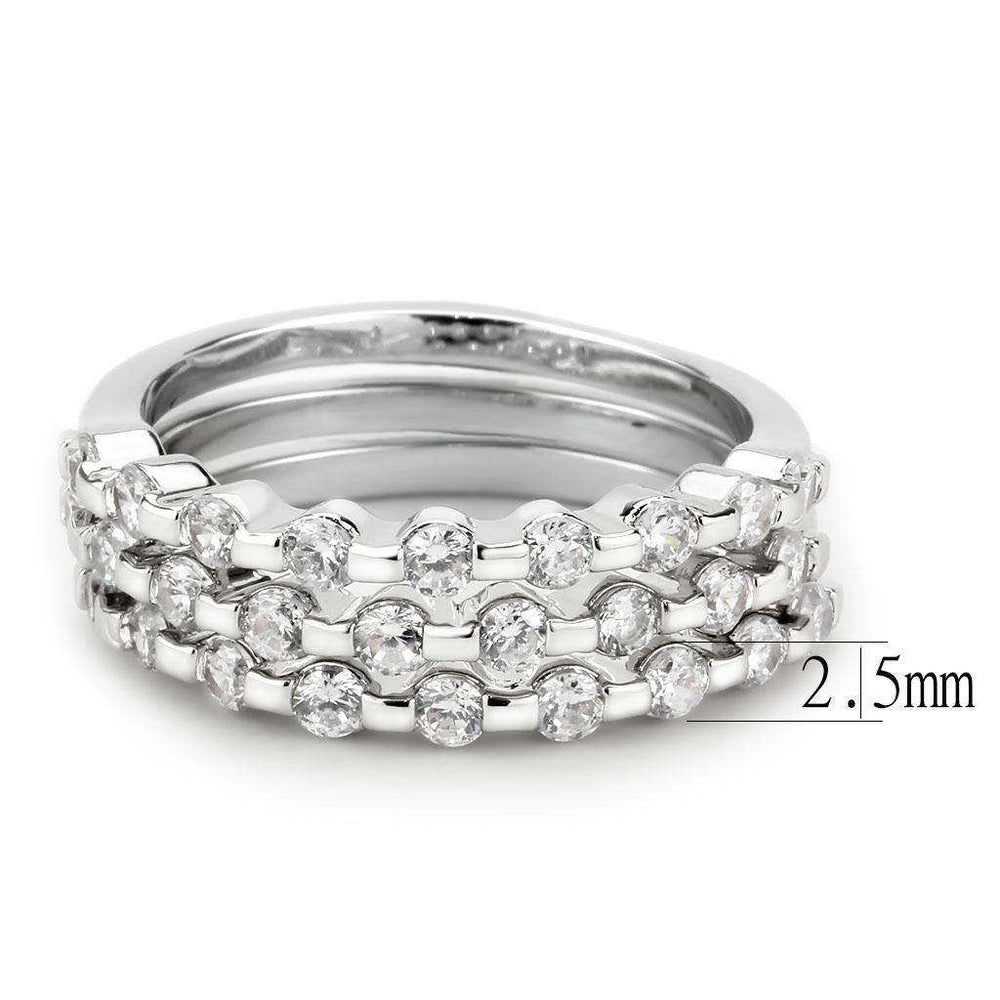 Alamode Rhodium Brass Ring with AAA Grade CZ in Clear - Alamode - Flyclothing LLC