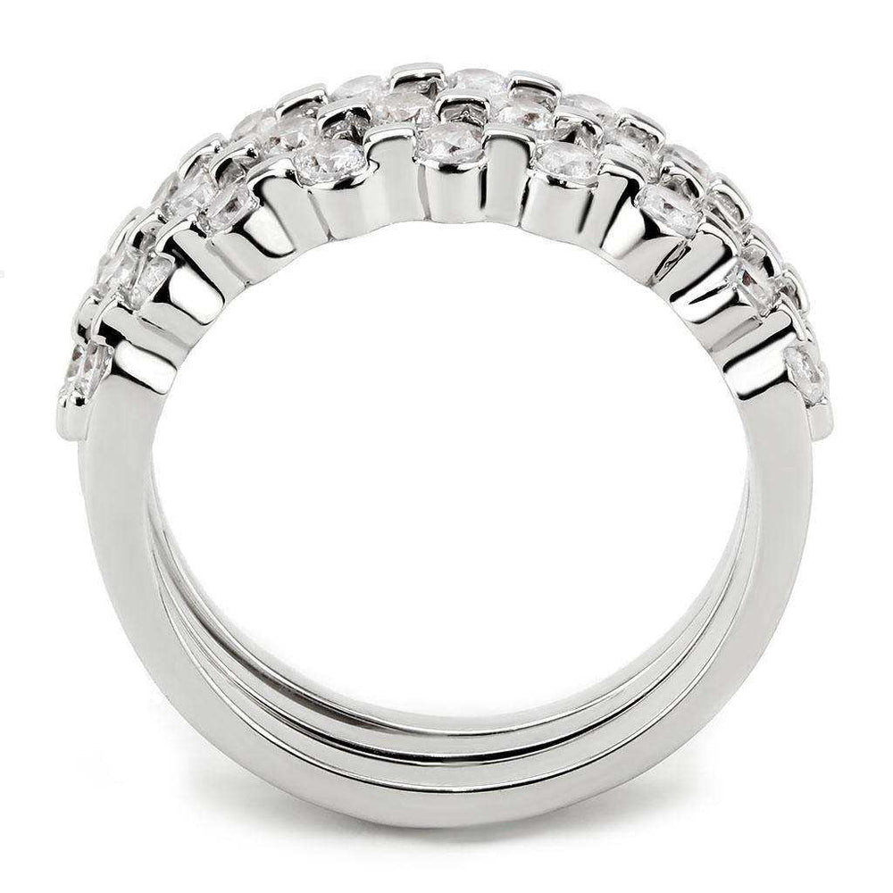 Alamode Rhodium Brass Ring with AAA Grade CZ in Clear - Alamode - Flyclothing LLC