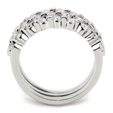 Alamode Rhodium Brass Ring with AAA Grade CZ in Clear - Alamode - Flyclothing LLC