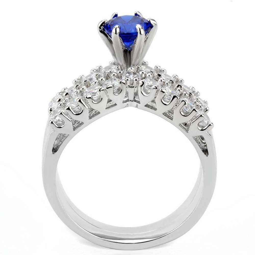 Alamode Rhodium Brass Ring with AAA Grade CZ in London Blue - Alamode - Flyclothing LLC