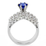 Alamode Rhodium Brass Ring with AAA Grade CZ in London Blue - Alamode - Flyclothing LLC