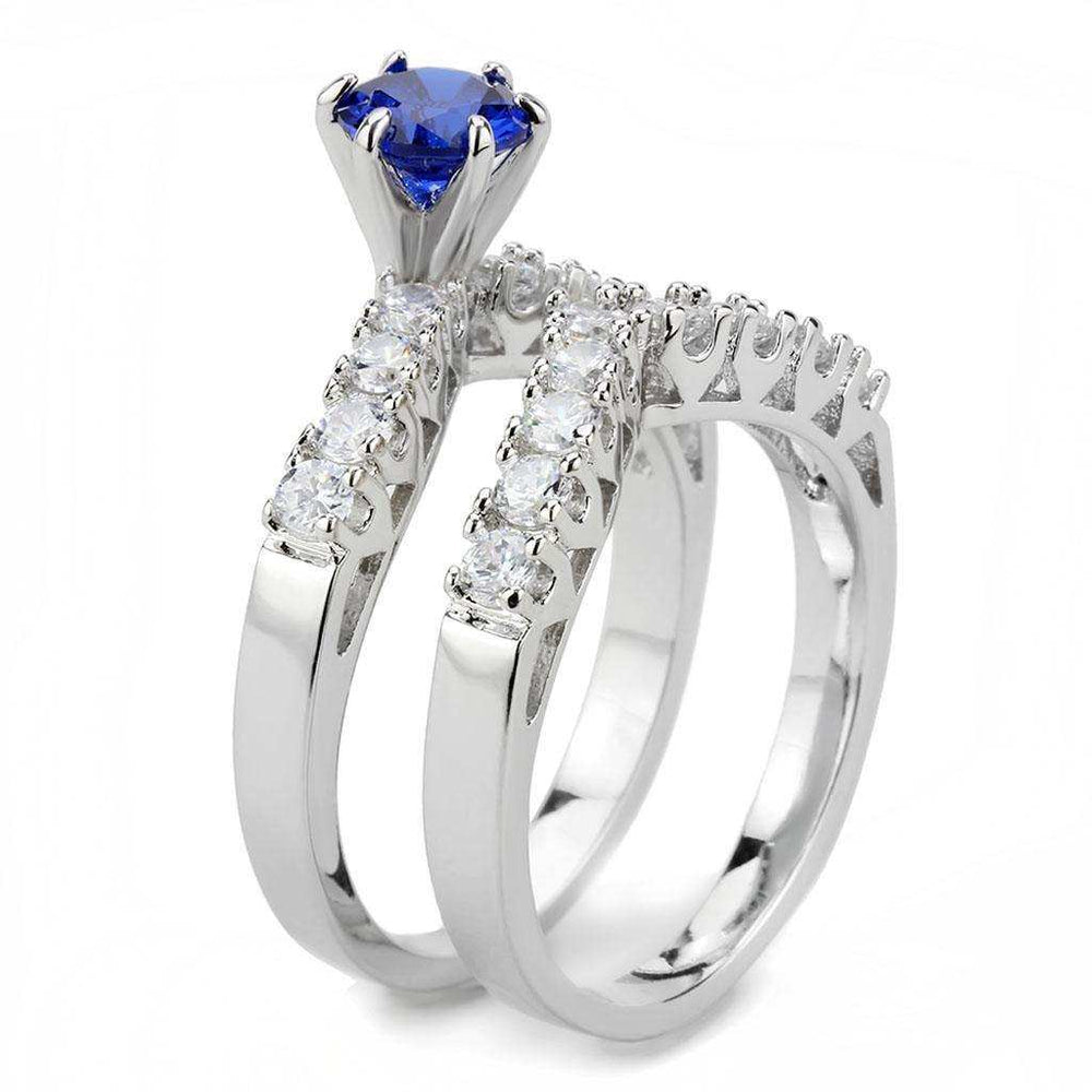 Alamode Rhodium Brass Ring with AAA Grade CZ in London Blue - Alamode - Flyclothing LLC