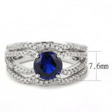 Alamode Rhodium Brass Ring with AAA Grade CZ in London Blue - Alamode - Flyclothing LLC
