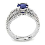 Alamode Rhodium Brass Ring with AAA Grade CZ in London Blue - Alamode - Flyclothing LLC