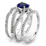 Alamode Rhodium Brass Ring with AAA Grade CZ in London Blue - Alamode - Flyclothing LLC