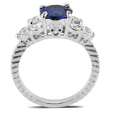 Alamode Rhodium Brass Ring with AAA Grade CZ in London Blue - Alamode - Flyclothing LLC
