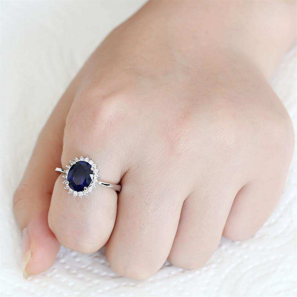 Alamode Rhodium Brass Ring with AAA Grade CZ in London Blue - Alamode - Flyclothing LLC