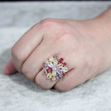 Alamode Rose Gold Brass Ring with AAA Grade CZ in MultiColor - Alamode - Flyclothing LLC